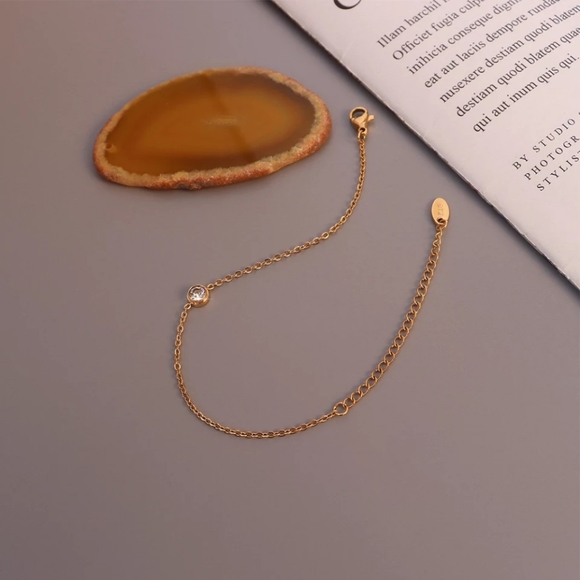 NEW 18k Yellow Gold | 925 Sterling Bezel Set Diamond Solitaire Bracelet - Picture 6 of 16